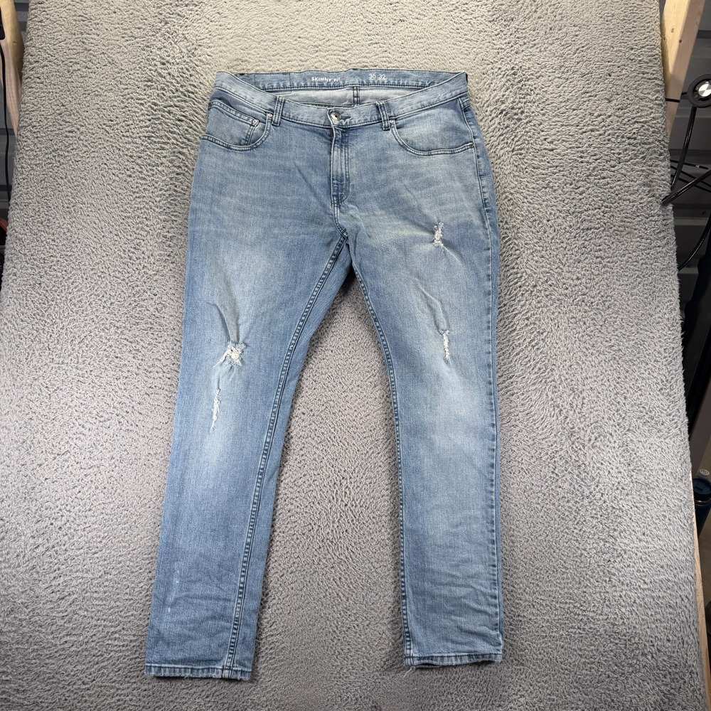 INC International Concepts Jeans Mens 38x32 Blue Cotton Denim Skinny Workwear